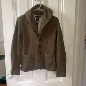 Vintage Ralph Lauren Rugby Olive Green Cotton Jacket Blazer With Leather Buttons